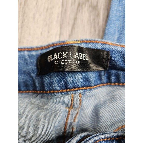 Black Label Juniors Size 1 Fringe Hem Whiskered Cropped Denim Blue Jeans - Picture 5 of 14